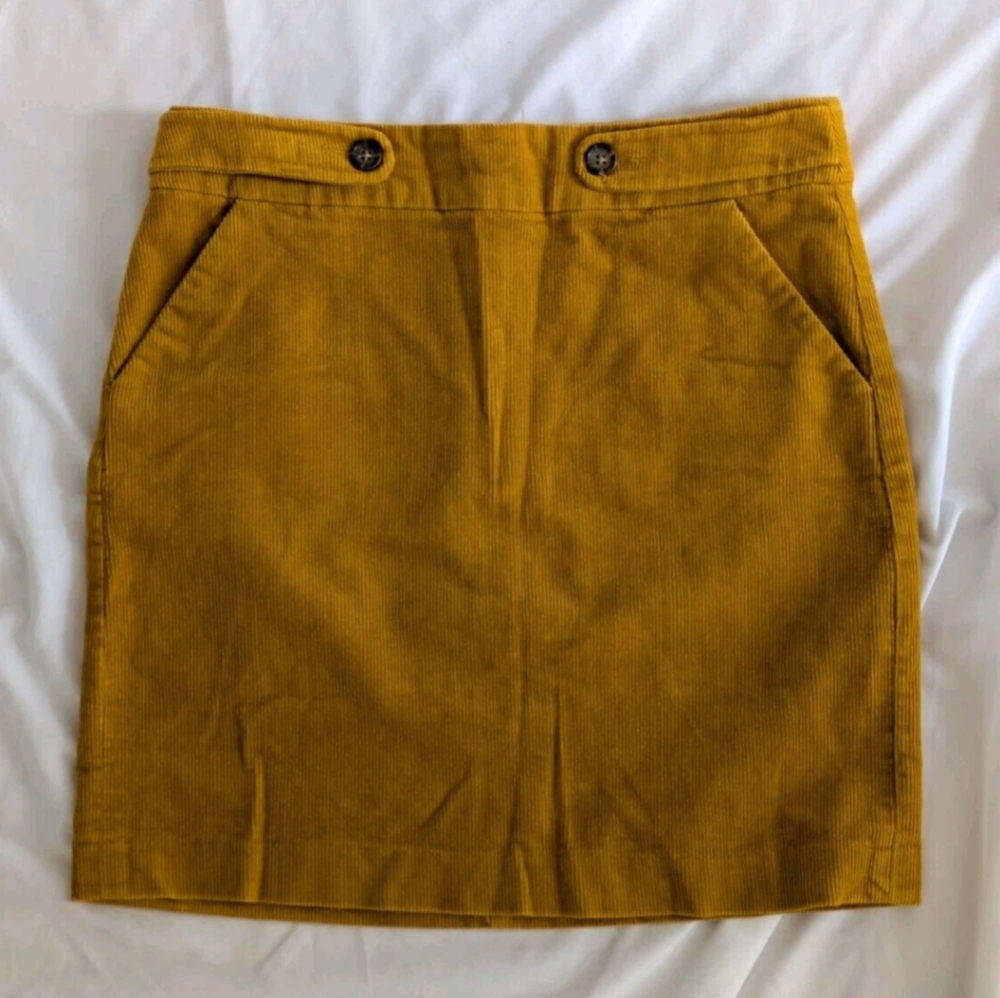 Banana Republic Golden Mustard Yellow Corduroy Mini Pencil Skirt Sz 4